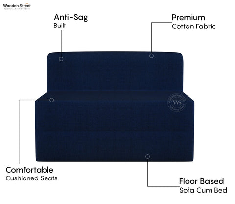 Voltz Fabric Sofa Cum Bed (72 x 46 Inch, Azure Blue)