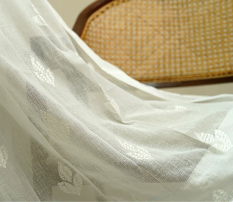 Tri Motifs Door 1 Piece Sheer Curtain (White, 7 Feet)