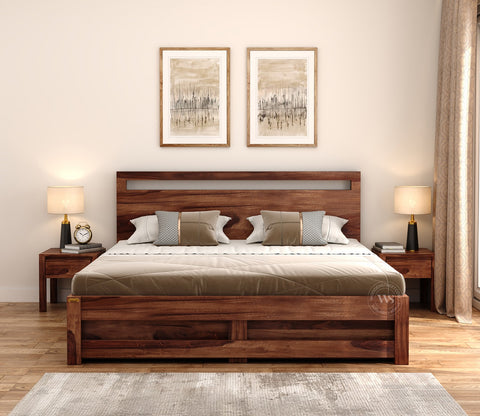 Bacon Bed With Storage (Queen Size, Honey Finish)