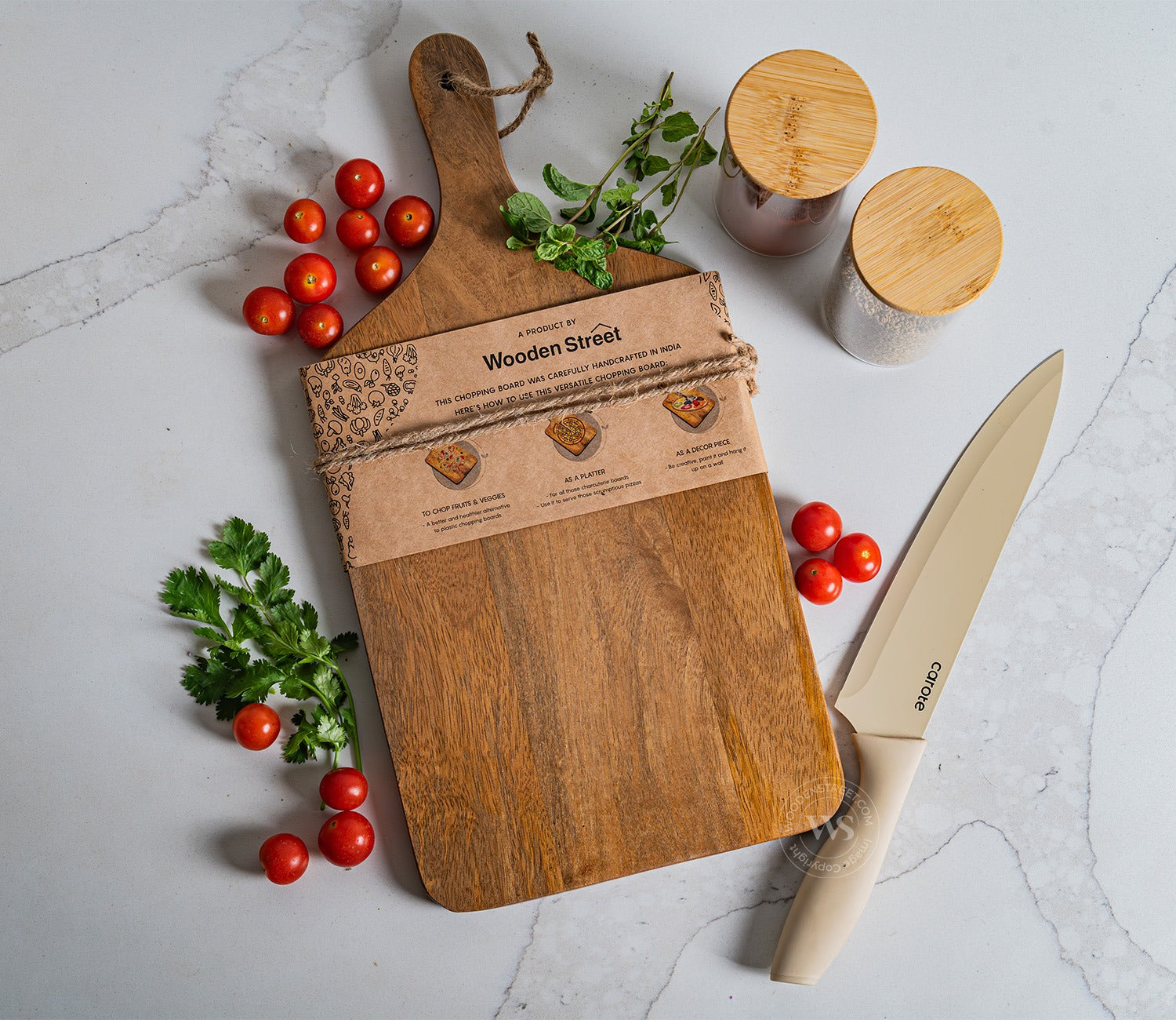 Hollis Natural Mango Wood Handcrafted Non Slip Chopping Board for Kitchen