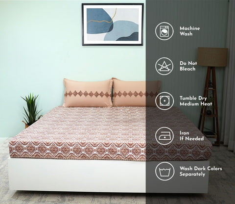 Aztec Moments Queen Size Bedsheet (Brown)