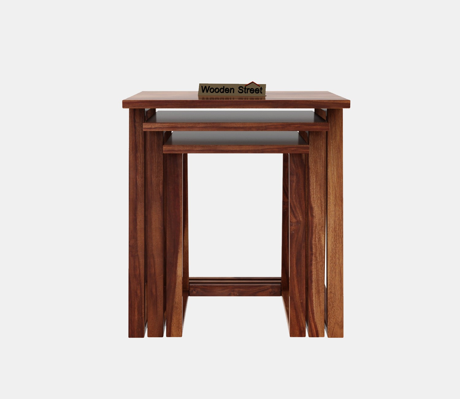 Inaya Sheesham Wood Nest of Tables (Honey Finish, Set of 3)