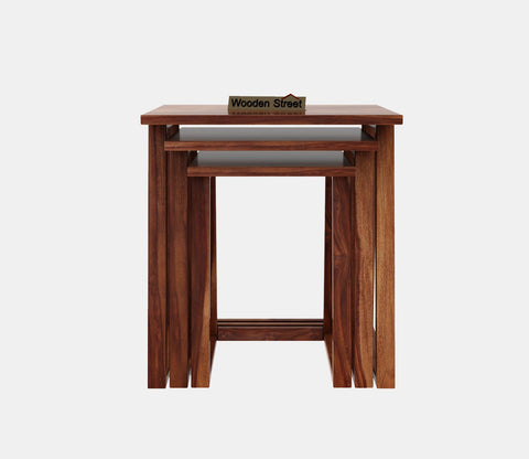 Inaya Sheesham Wood Nest of Tables (Honey Finish, Set of 3)