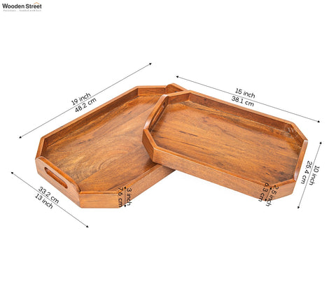 Cosmos Mango Wood Handcrafted Octagonal Serving Tray - (Set of 2)