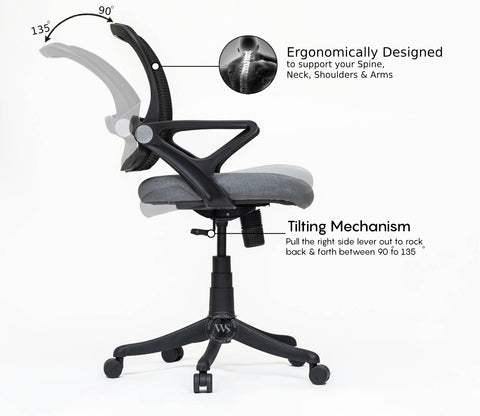 Aquila Mid Back Mesh Ergonomic Office Chair (Grey)