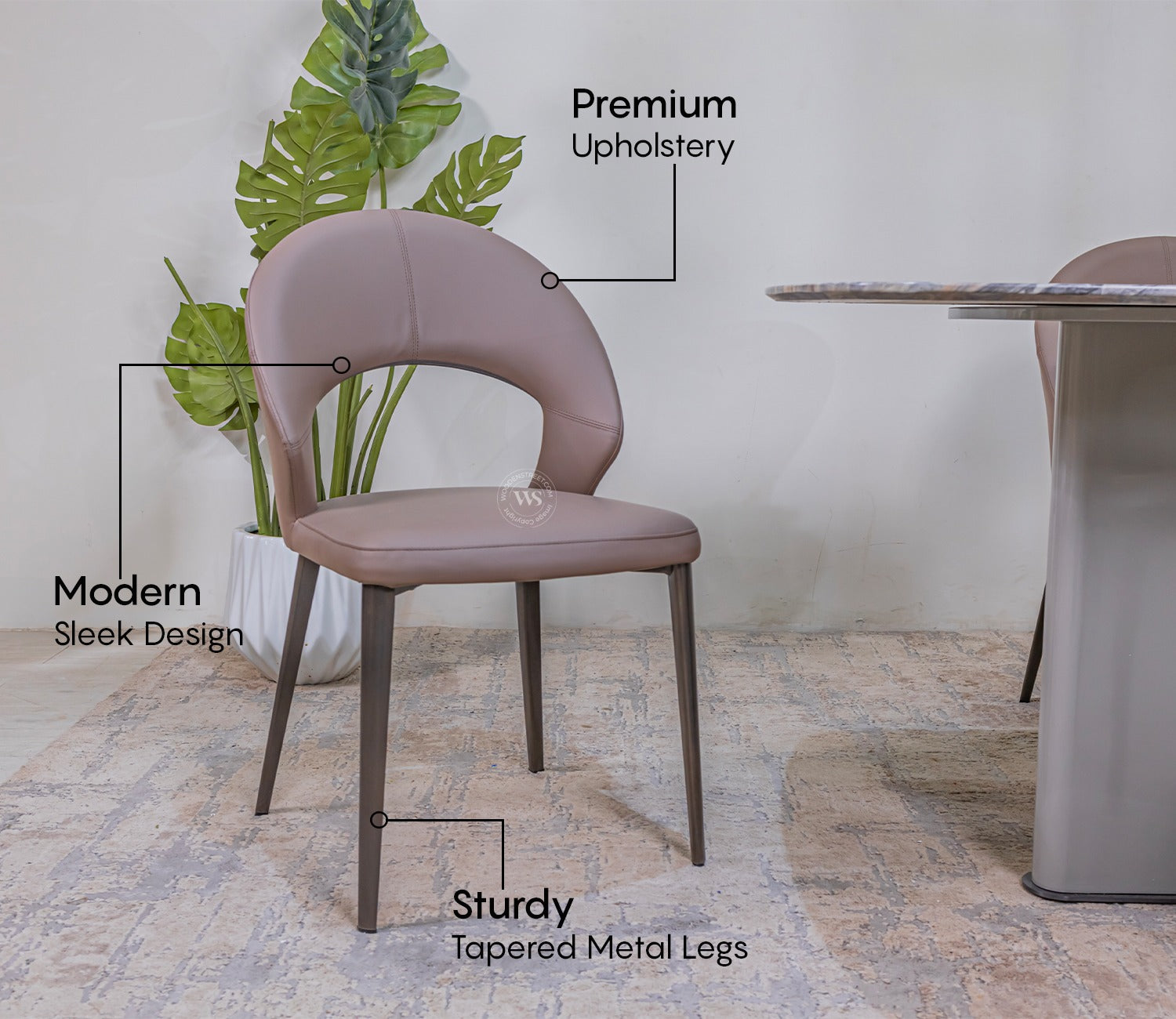 Koby Modern Dining Chair with Tapered Legs - Full Leatherette Design (Orange)
