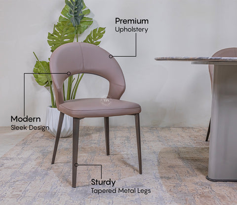 Koby Modern Dining Chair with Tapered Legs - Full Leatherette Design (Orange)