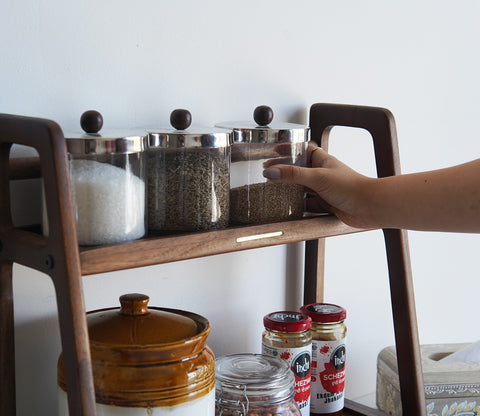 Medha Solid Wood Kitchen Rack (Teak Finish)