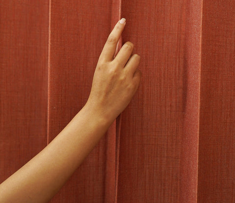 Solid Plain Light-Filtering Door Curtains Set of 2 (Orange, 7 Feet)