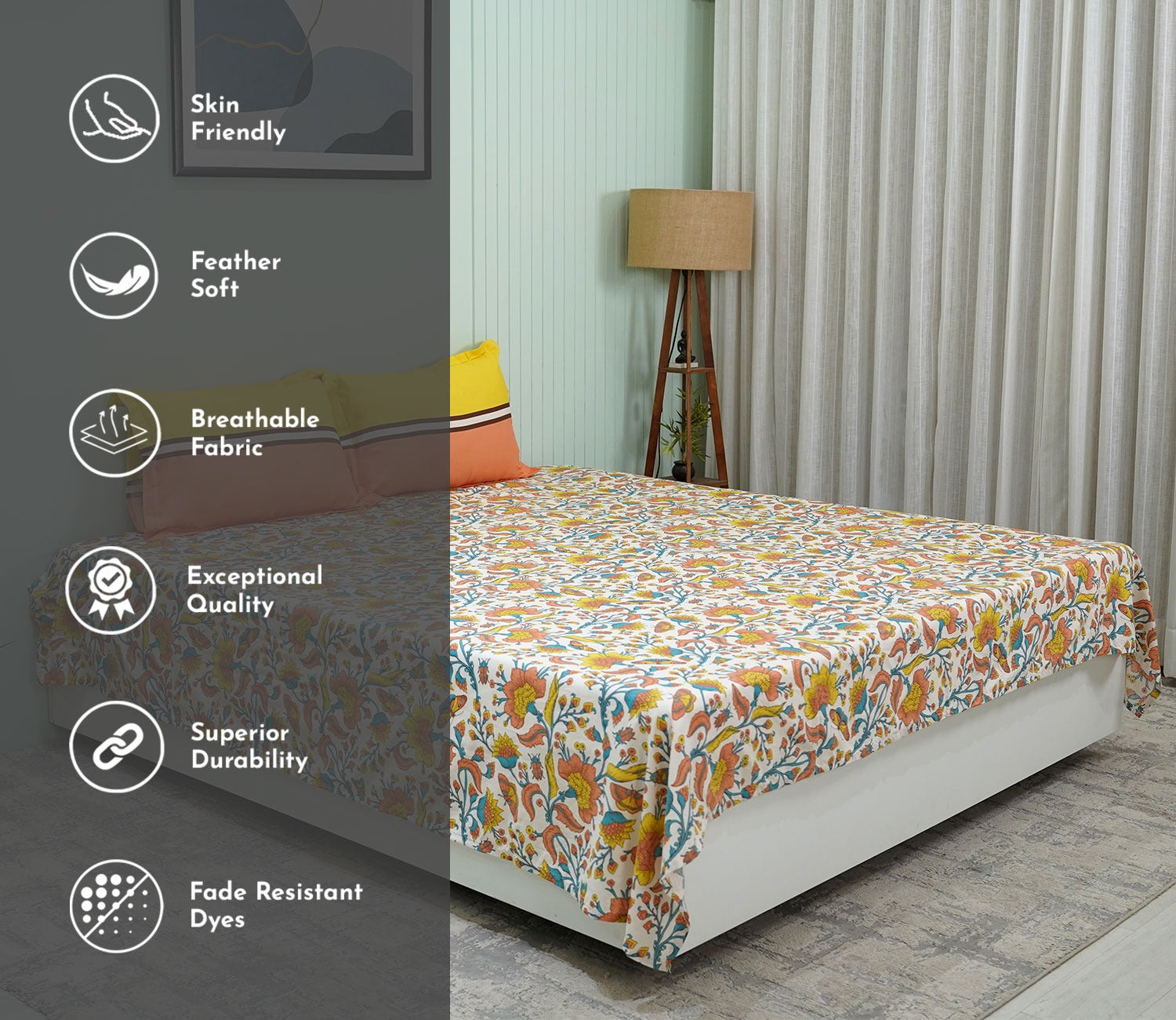 Pernia Moments Queen Size Bedsheet (Orange)