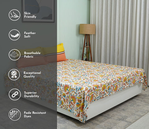 Pernia Moments Queen Size Bedsheet (Orange)