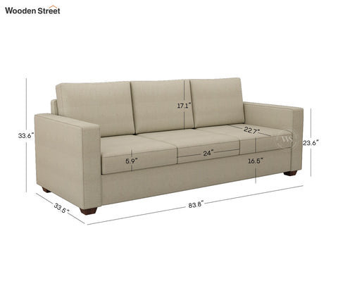 Albus 3 Seater Fabric Sofa (Cottage Ivory)