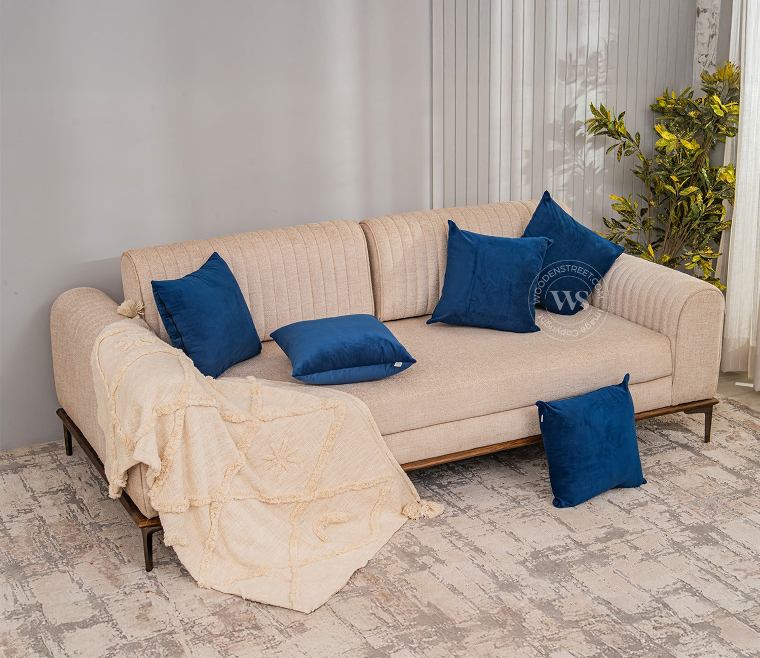 Cupid Velvet Cushion Cover - Pack of 5 (16 x 16 Inches, Indigo Blue)