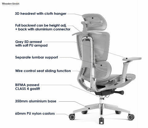 Bezus Ergonomic High Back Mesh Office Chair (Grey)