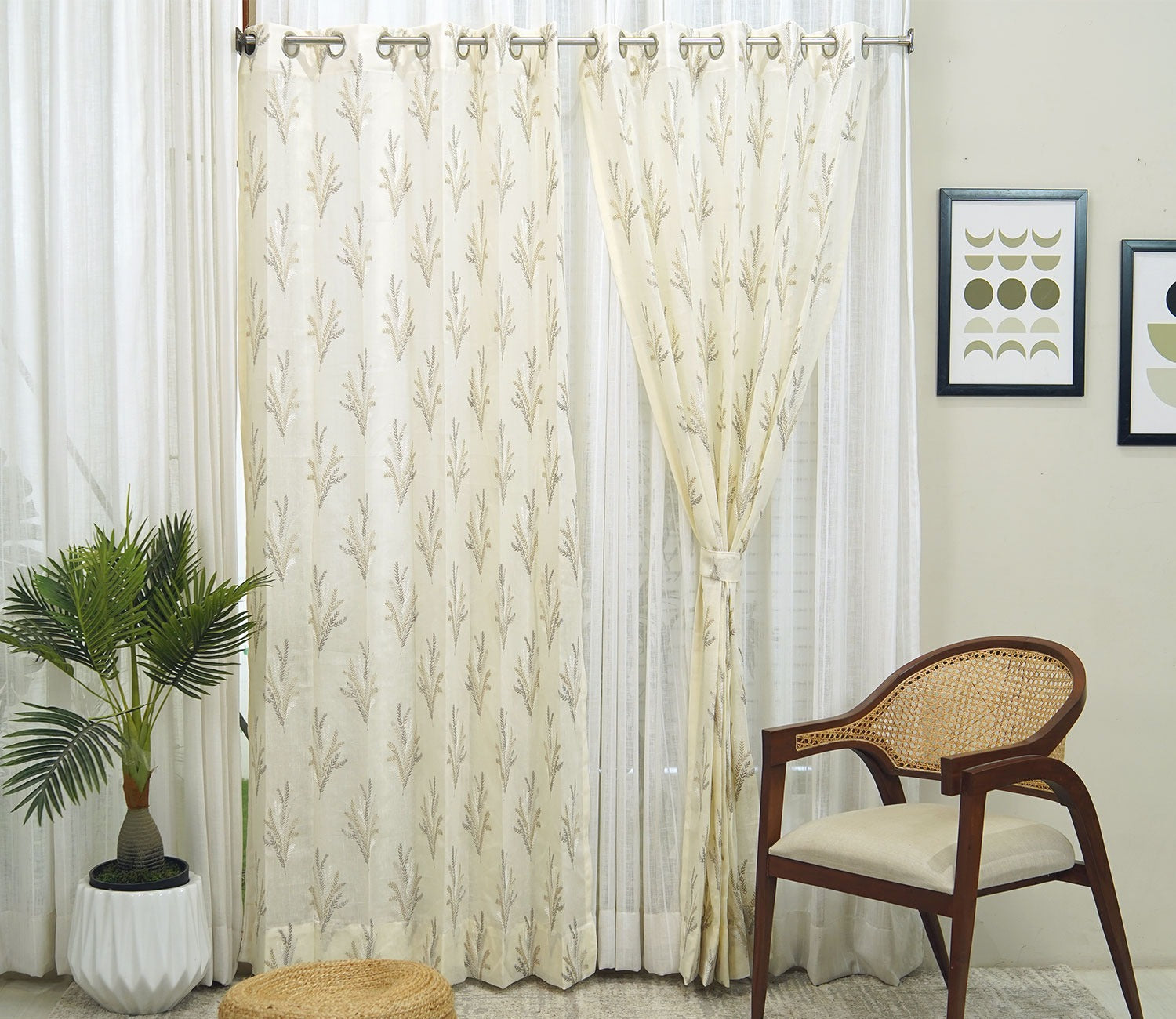 Pampa Door 1 Piece Sheer Curtain (Beige, 7 Feet)
