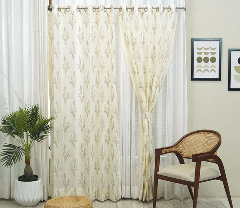 Pampa Door 1 Piece Sheer Curtain (Beige, 7 Feet)