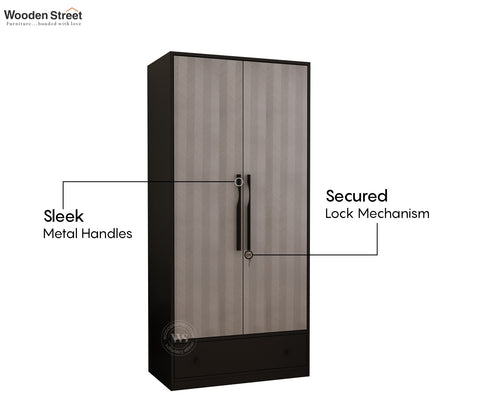 Avren Engineered Wood Wardrobe with Textured Front & Drawer Storage (Chevron Pattern)