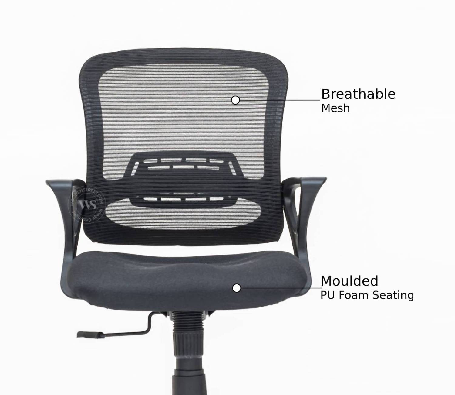 Strydom High Back Mesh Ergonomic Office Chair With Comfortable Seat, Synchro Mechanism & Durable Nylon Base (Black)