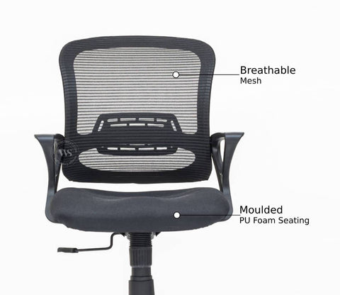Strydom High Back Mesh Ergonomic Office Chair With Comfortable Seat, Synchro Mechanism & Durable Nylon Base (Black)