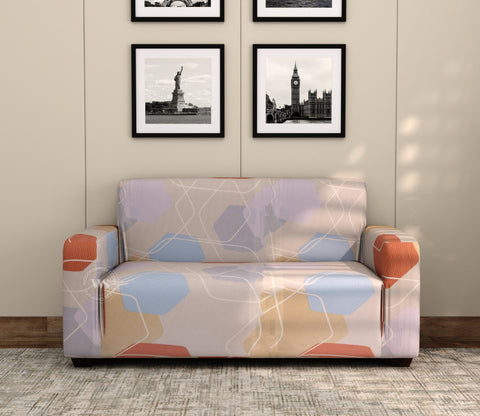 Agnus Modern Abstract Printed Polyester Spandex 3+2 Sofa Cover Set (Multi Color)