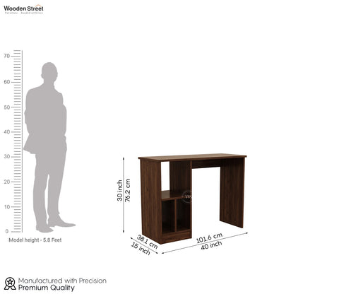 Atom Engineered Wood Study Table With Sectioned Shelf Storage (Columbian Walnut Finish)