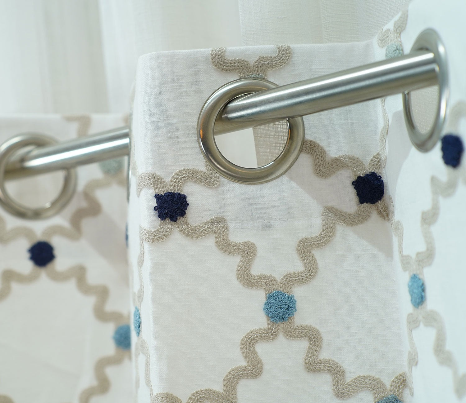 Mesh Door 1 Piece Sheer Curtain (Blue, 7 Feet)