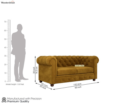 Henry 2 Seater Sofa (Velvet, Chestnut Brown)