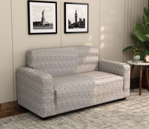 Hester Classic Textured Solid Colored Polyester Spandex 2 Seater Sofa Cover (Grey)