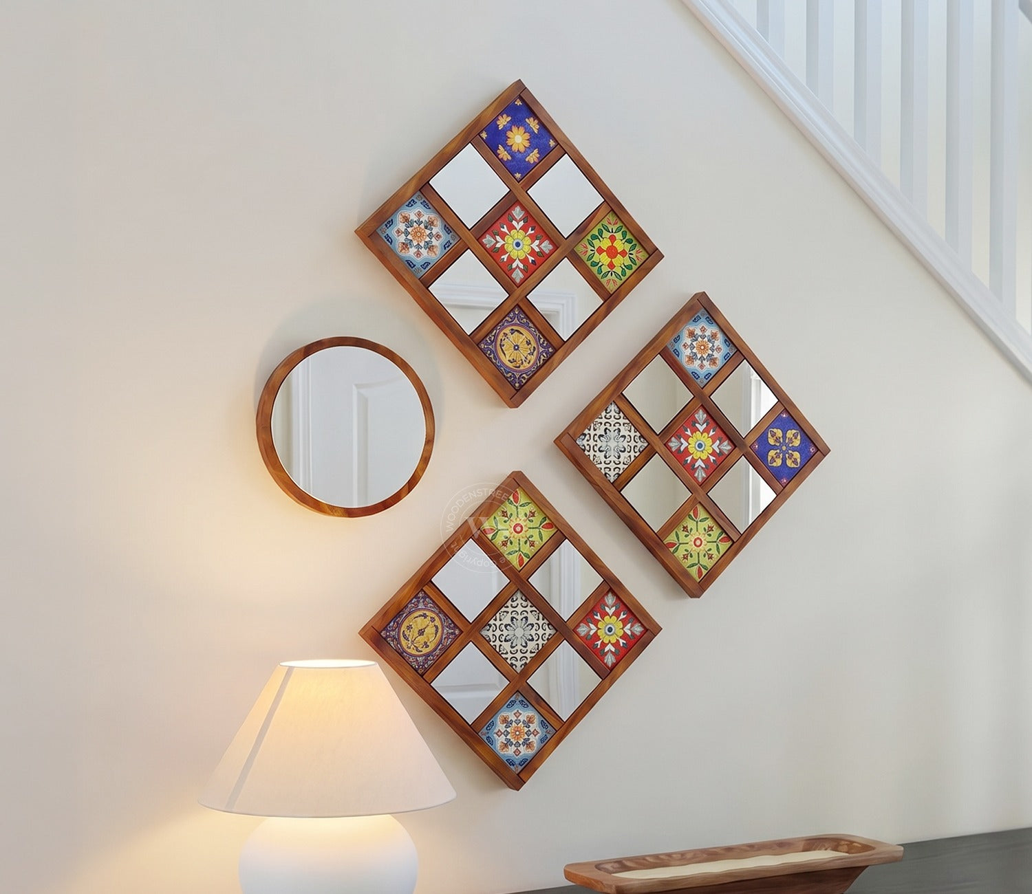 Bohemian Mirror Collage (Honey Finish)