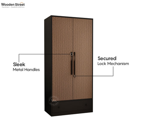 Avren Engineered Wood Wardrobe with Textured Front & Drawer Storage (Zigzag Brown)
