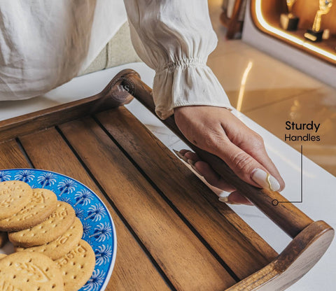 Cruiser Mango Wood Handcrafted Rectangular Serving Tray (Set of 2)