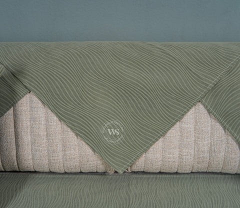 Thread Twist Green Lining Pattern 3 Seater Sofa Cover - Set of 8