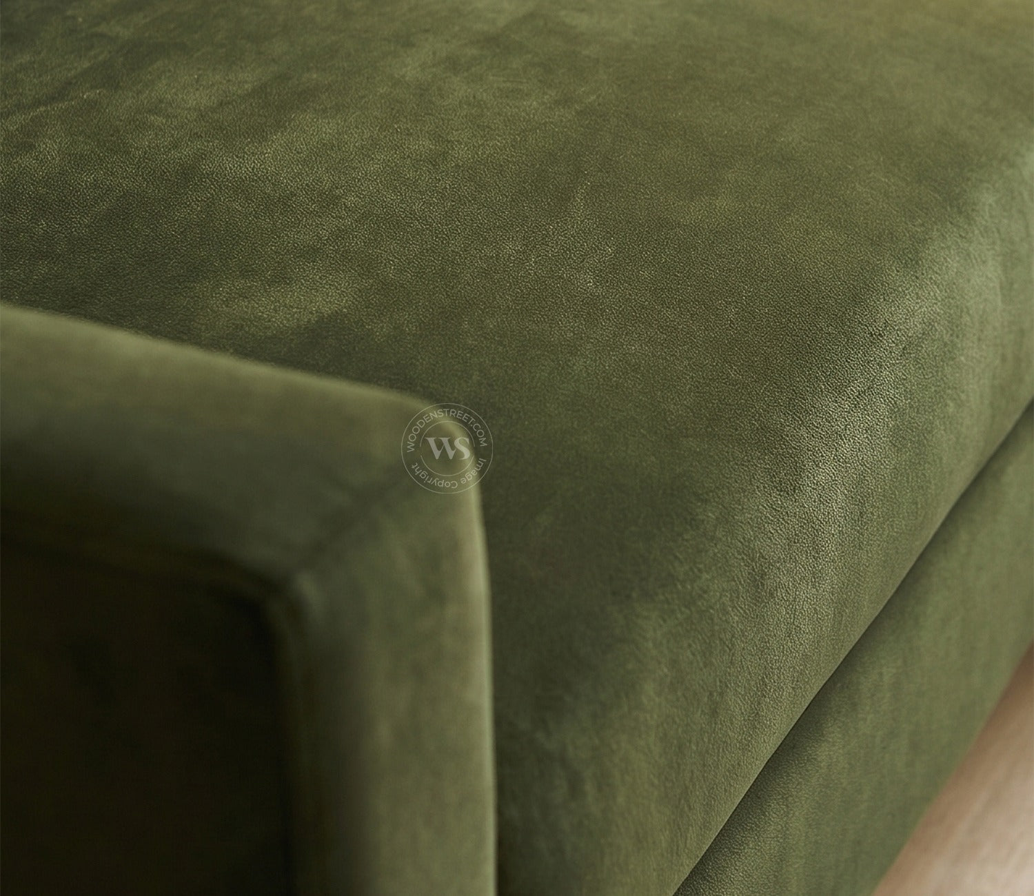 Everett L-Shape Corner Fabric Sofa (Velvet, Dark Olive Green)
