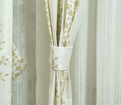 Jacquard Tree 1 Piece Sheer Curtain (Beige, 7 Feet)