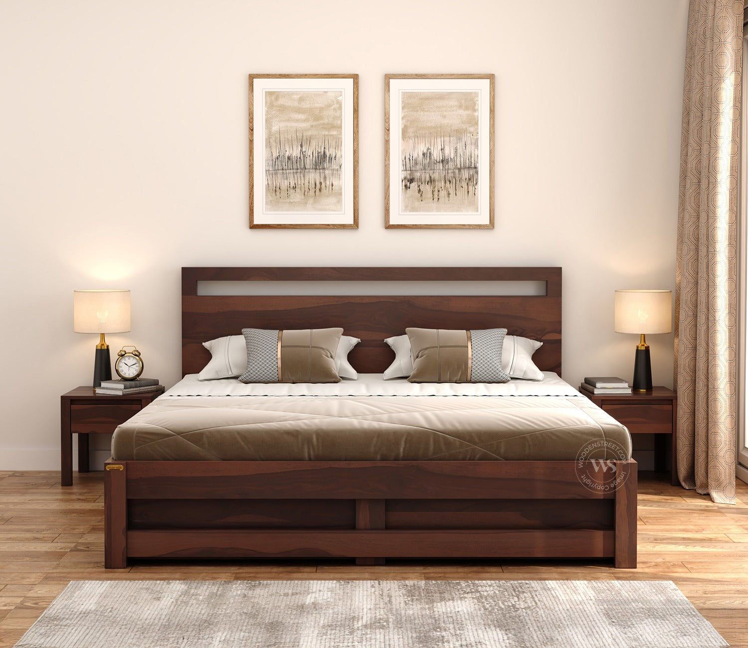 Bacon Bed With Storage (King Size, Walnut Finish)
