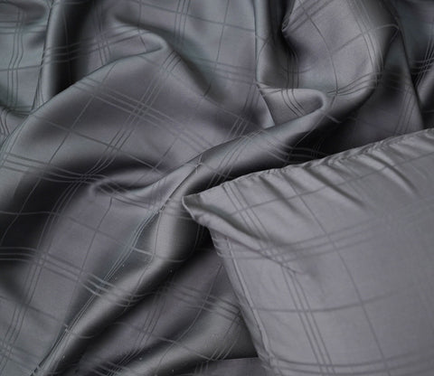 Vegan Dobby Organic Bamboo King Size Bed Sheet with 2 Pillowcases (Charcoal Grey)