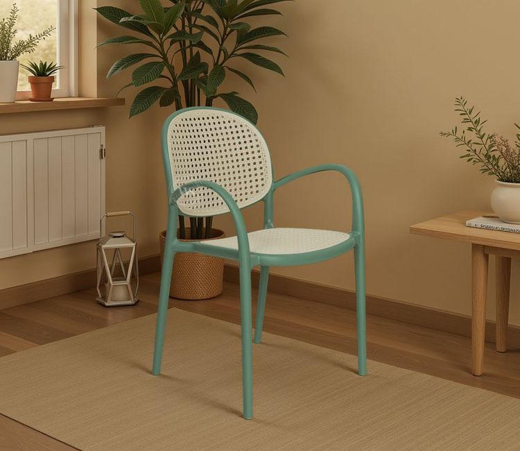 Avelis Premium Outdoor Chair with Rattan-Style Weave & PP Durability (Green)