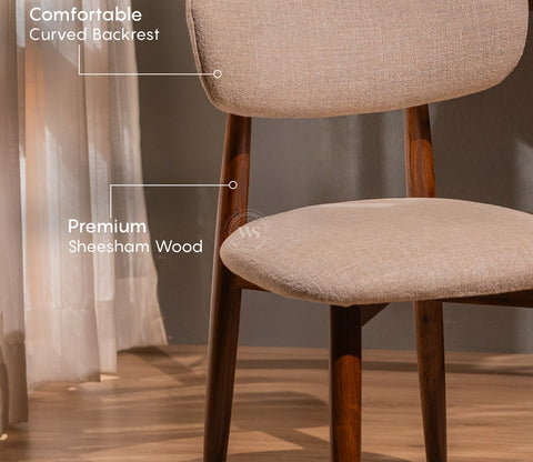 Rivano Sheesham Wood Dining Chair with Plush Upholestery - Set of 2 (Jade Ivory)