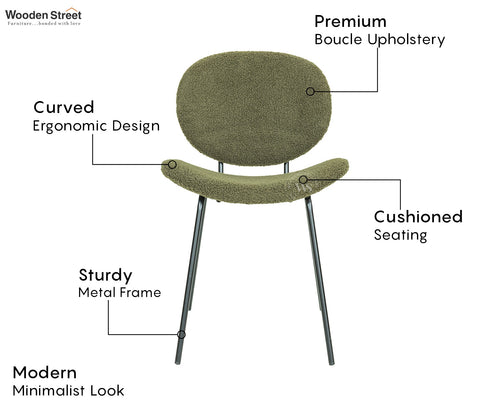 Clouda Modern Upholstered Chair in Boucle Fabric (Green)