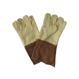 Trueliving_Aramid Gloves with Leather Stitched with Thread Size   ----     12, 14, 16, 18, 20, 22  Heat Resistance  ---   400°C  --  500°C