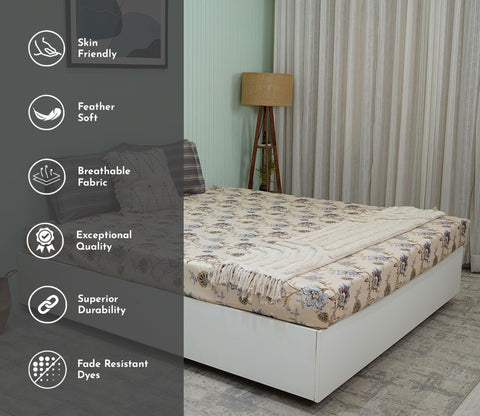Venusa Classic Printed King Size Bedsheet (Brown)