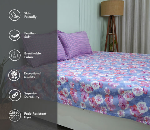 Blossom Celebration Queen Size Bedsheet (Pink)