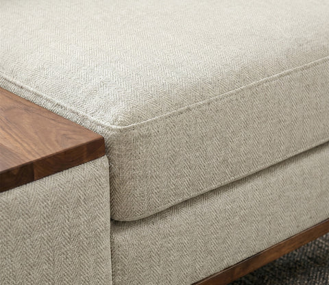 Ashion Premium Right Aligned L Shape Sofa with Built-in Side Wooden Deck (Cottage Ivory)
