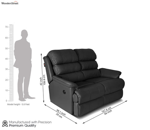 Valencia Leatherette Two Seater Manual Recliner (Black Upholstery)