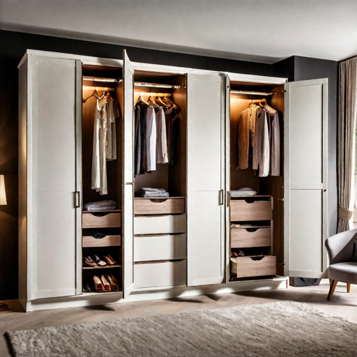 Trueliving  4 Door Fitted wardrobe Laminated Finish & PU Finish (6Ft *2Ft *9Ft -1828.8MM X 609MM X 2743.2MM)