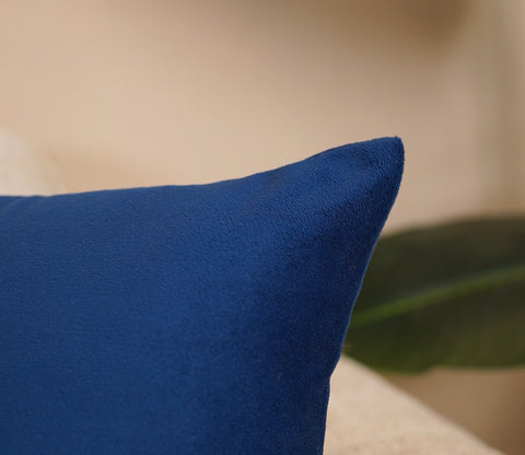 Cupid Velvet Cushion Cover - Pack of 1 (16 x 16 Inch, Indigo Blue)