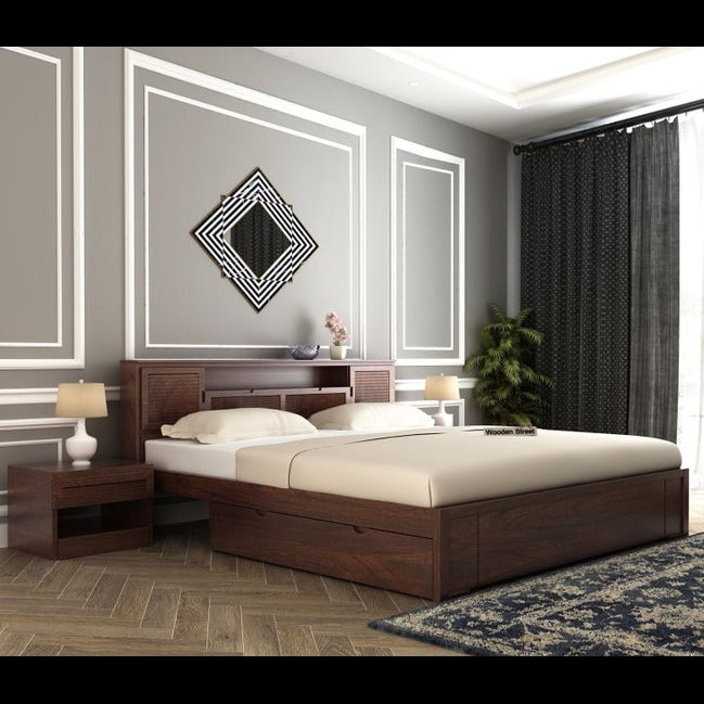 Trueliving Luxurious Queen Size designer Light masterbed Laminated Finish & PU Finish 6Ft *6Ft *1Ft