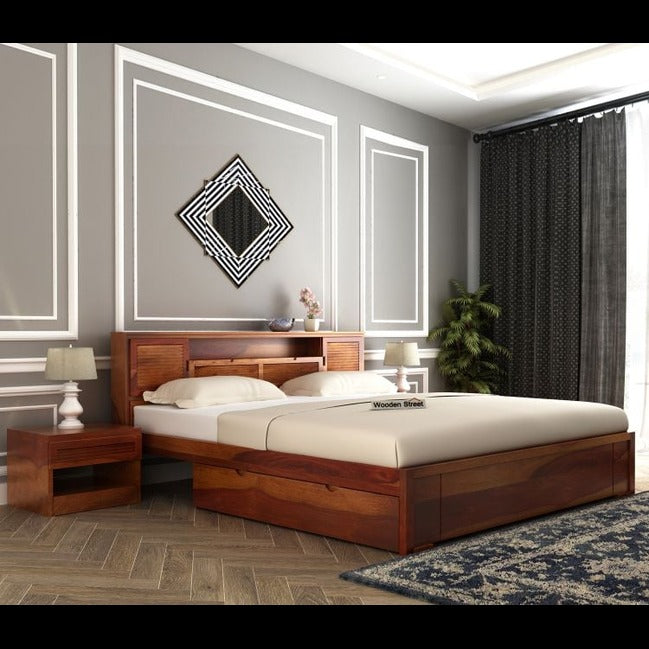 Trueliving Luxurious Queen Size designer Light masterbed Laminated Finish & PU Finish 6Ft *6Ft *1Ft