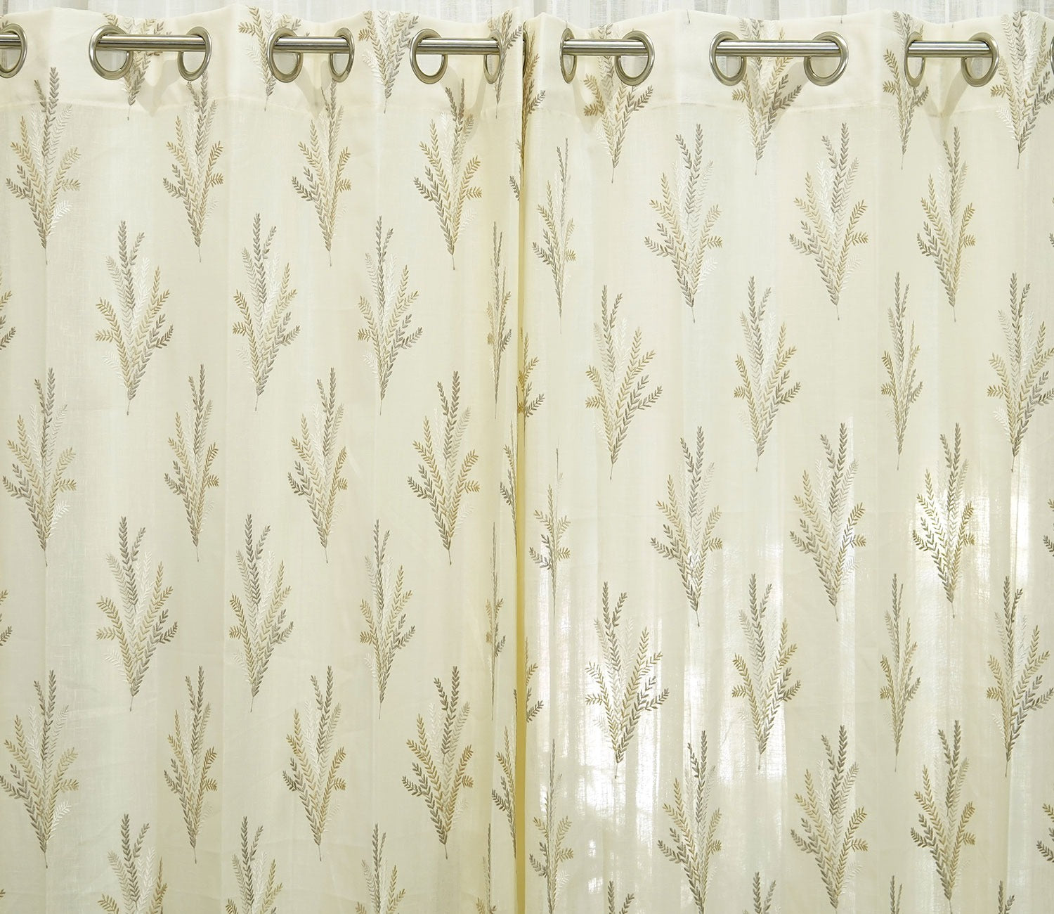 Pampa Sheer Long Door Curtains Set of 2 (Beige, 9 Feet)
