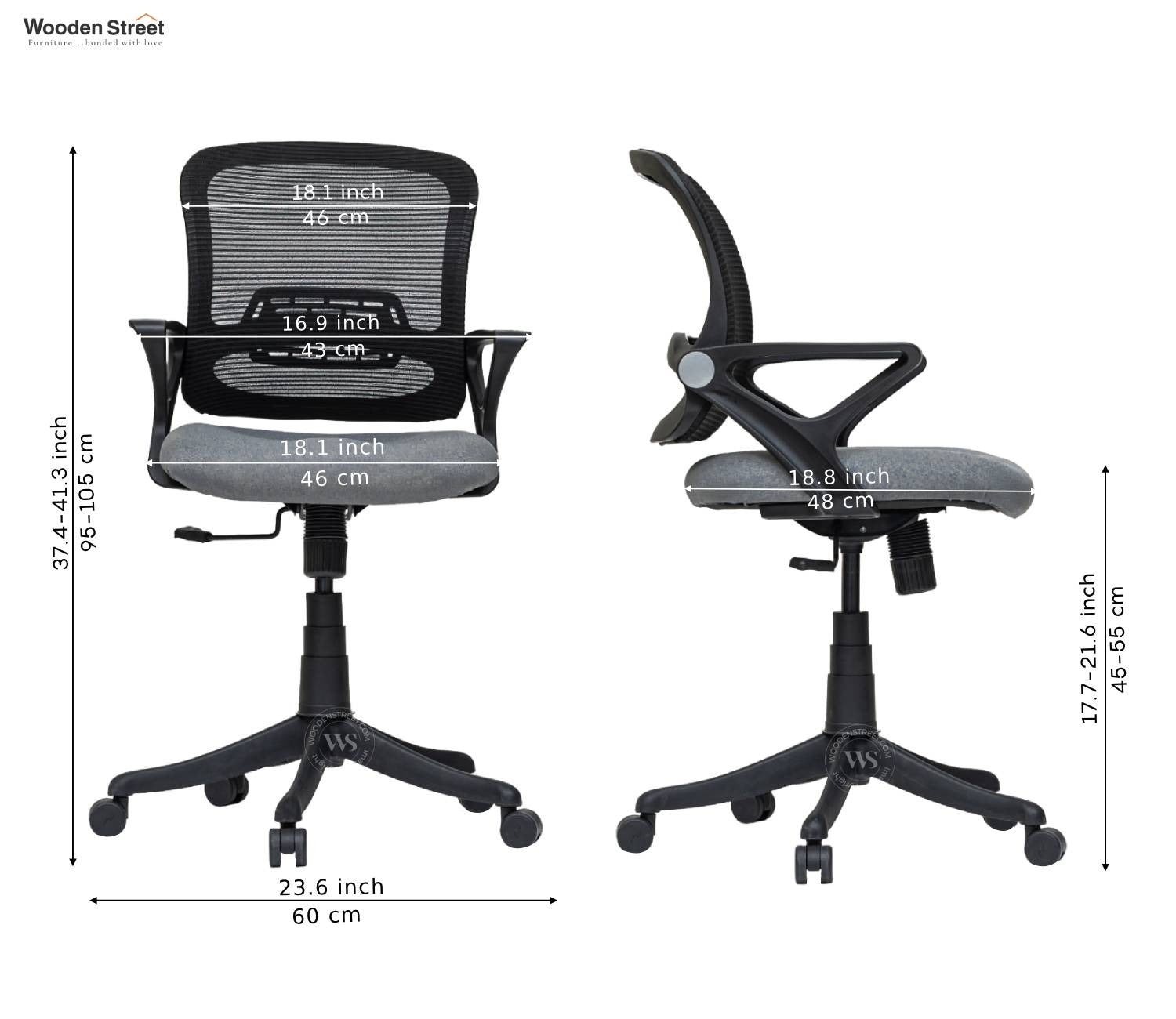 Aquila Mid Back Mesh Ergonomic Office Chair (Grey)